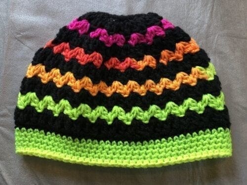 Bright Stripes Messy Bun Hat