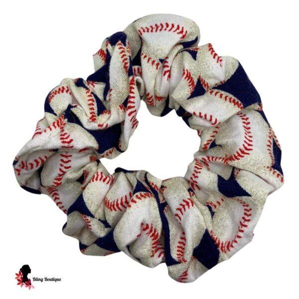 Blue Baseball Scrunchie