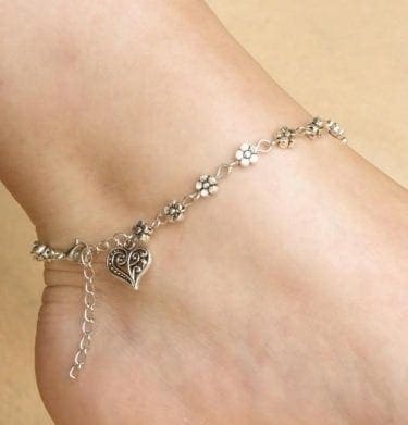 Spiral Heart Flower Ankle Bracelet